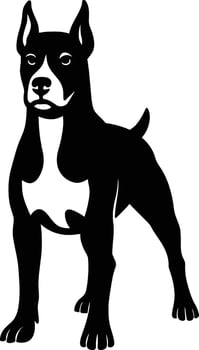 Bold Pitbull Dog , Strong Black and White Dog Silhouette vector