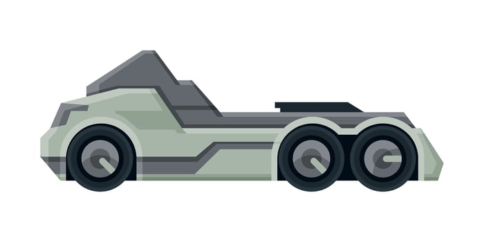 Modern Trailer Truck, Delivering Vehicle, Side View Flat Illustration on White Background vector