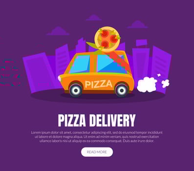 Pizza Delivery Landing Page Template, Online Catering Service Homepage, Website, App, Banner Illustration vector