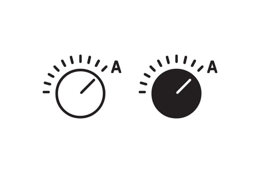 Knob control icons in outline and solid vector
