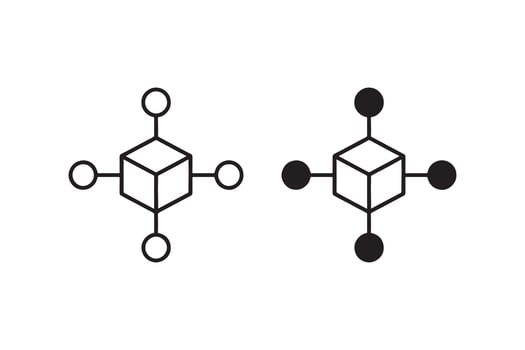 Molecule structure icons with connected atoms vector