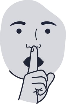 Person making silence gesture with finger on lips simple illustration for quiet communication concept vector