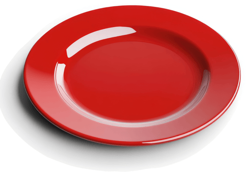 Glossy red dinner plate, simple and round. png