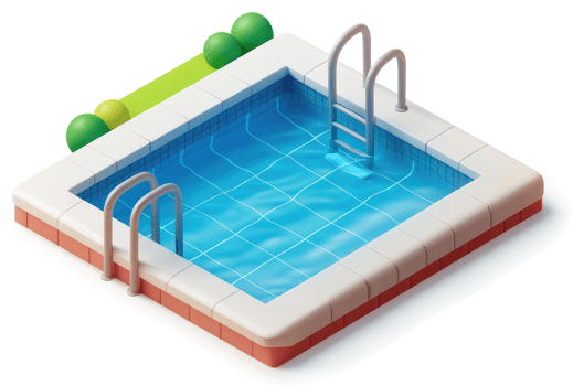 Isometric illustration of a small square swimming pool. png