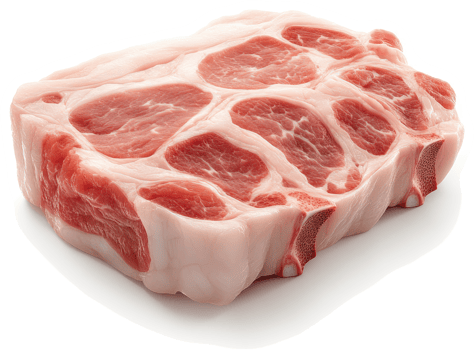 Raw pork loin chop, ready for preparation. png