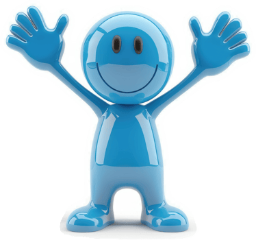 Joyful blue cartoon character with outstretched arms. png