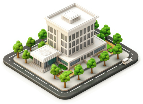 Isometric illustration of a modern office building png