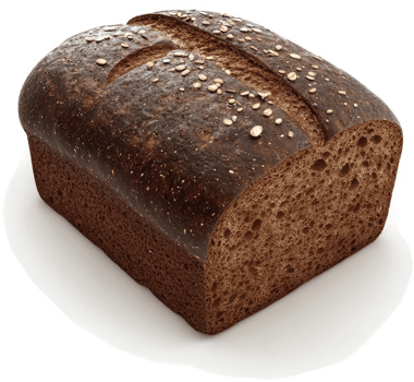 A dark, crusty loaf of whole grain bread. png