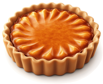 A delectable, round pumpkin pie, perfectly presented. png