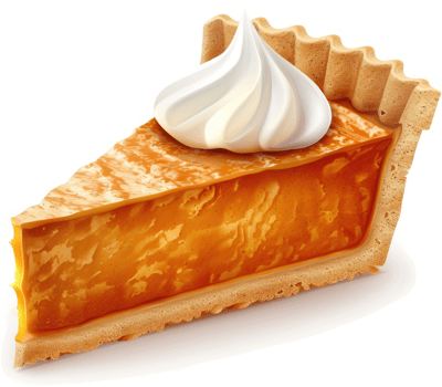 Delicious slice of pumpkin pie with whipped cream. png