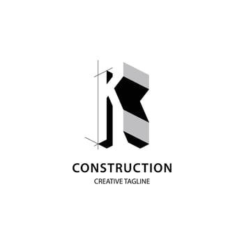 Letter K 3D logo for construction and architecture company. Property logo design template for your brand. vector
