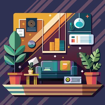 a flat style illustration of a living room vector