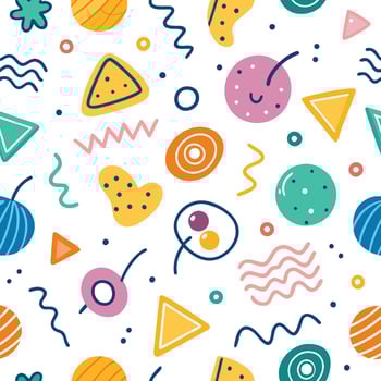 seamless pattern with colorful on a white background shapes and shapes vector