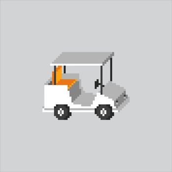 Pixel art illustration Golf Car. Pixelated Golf Caddy. Golf Car Caddy Cart Icon pixelated for the pixel art game and icon for website and game. old school retro. vector