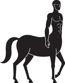 Centaur Silhouette Mythical Creature in Black and White vector