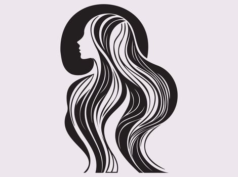 Elegant Geometric Woman Silhouette in Bahu Line Art Style with Black Design vector