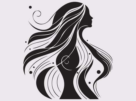 Female Silhouette Art in Abstract Geometric Bahu Style with Black and Line Elements vector