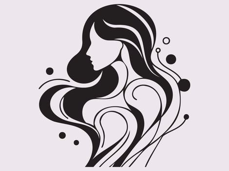 Elegant Female Silhouette in Geometric Abstract Bahu Art with Line Art Detailing vector