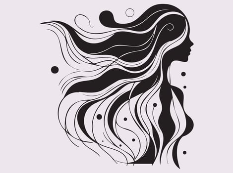 Abstract Bahu Style Female Silhouette with Line Art and Geometric Shape Design vector