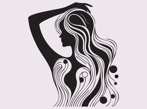Geometric Black Silhouette of Woman in Minimal Abstract Bahu Line Art Format vector