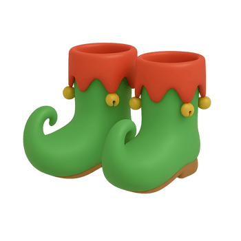 Festive action elf boots in whimsical background holiday decor vibrant colors playful atmosphere png