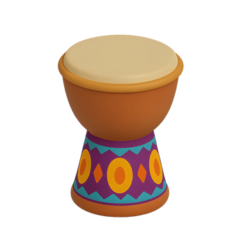 Colorful decorative drum vibrant background cultural art studio setting close-up perspective creative expression png