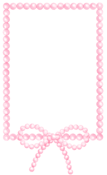 Pink Pearl Rectangle frame shape with ribbon bow watercolor png