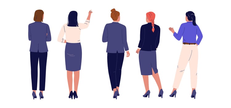 Flat Illustration of Businesswomen Back View in Office Outfit vector