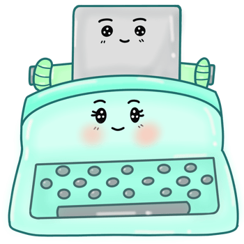 Bright blue cartoon typewriter png