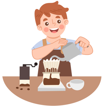 Illustration of a Barista Brewing Coffee png
