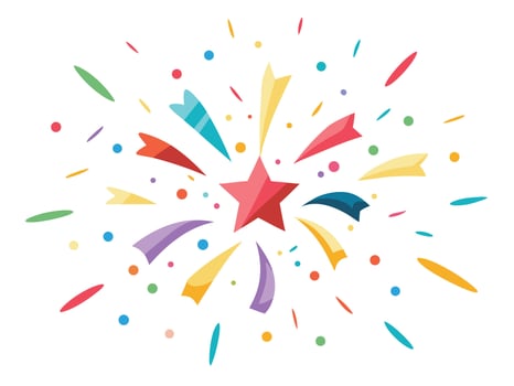 Celebration explosion with star confetti bright colorful party festive illustration vector
