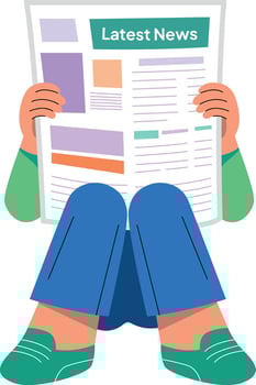 An illustration of reading a newspaper in flat style vector