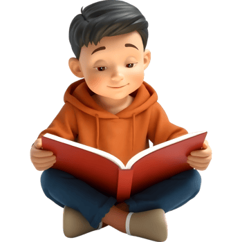 Cartoon boy reading book png