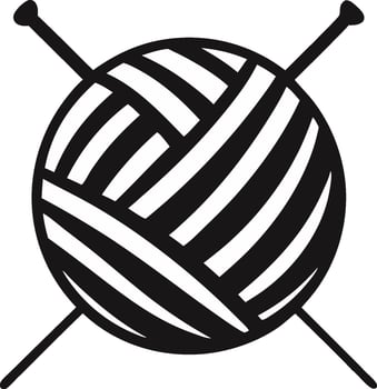 Yarn Ball With Knitting Needles Silhouette vector