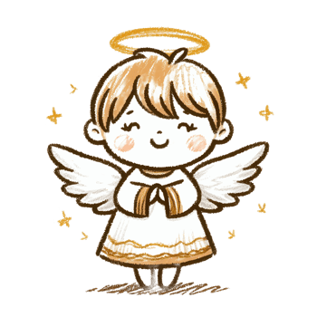 Adorable angel in prayer glowing softly png