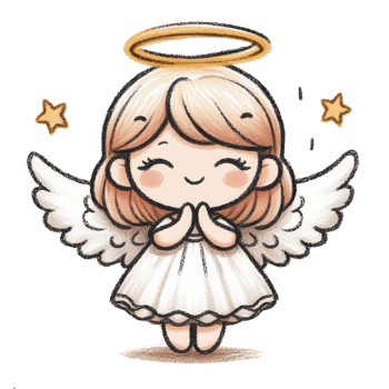 Adorable praying angel with halo png