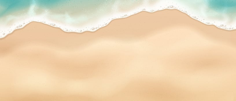 Abstract illustration of calming waves meeting a sandy shore. Soft blues blend with warm tans, evoking serene beach vibes. Perfect for summerthemed designs. vector