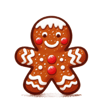 Cheerful gingerbread person with icing png