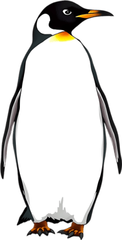 Regal posture of arctic penguin in snowy landscape. . png