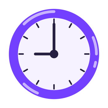 Purple analog clock. Ideal for time-related projects, presentations, or creative digital designs. png