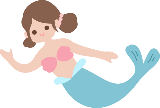 Cute Mermaid brown hair Illustration png