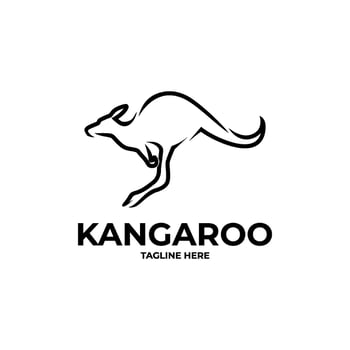 simple line art jumping kangaroo logo abstract vector