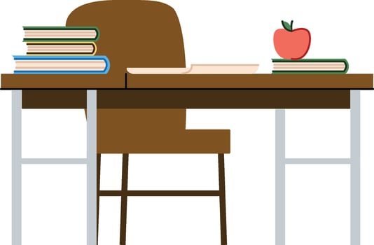 School Desk Books Apple Chair vector