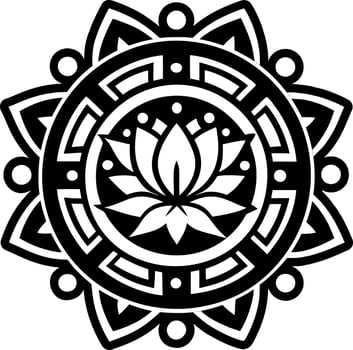 A black and white lotus flower design vector