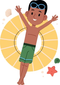 Boy Enjoying Summer Beach Fun vector