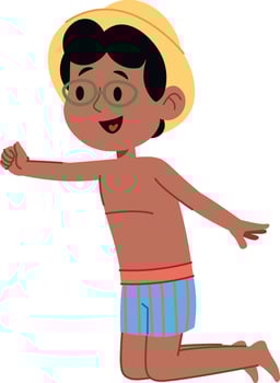 Boy in Swimwear with Hat vector