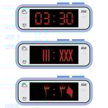 Digital Clock Set Roman Arabic Regular Numbers vector