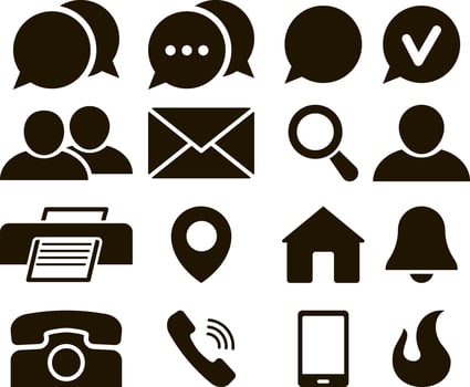 Stencil set icon Contact technical support clipart Message collection vector