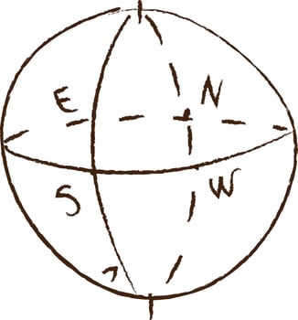 Hand-Drawn Compass Rose Sketch vector