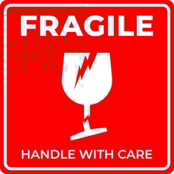 Fragile package symbol with broken glass icon vector